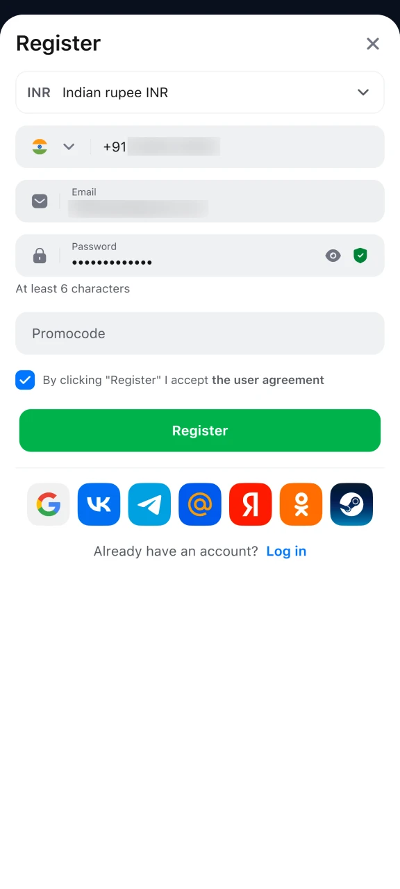 First, register an account on 1win.