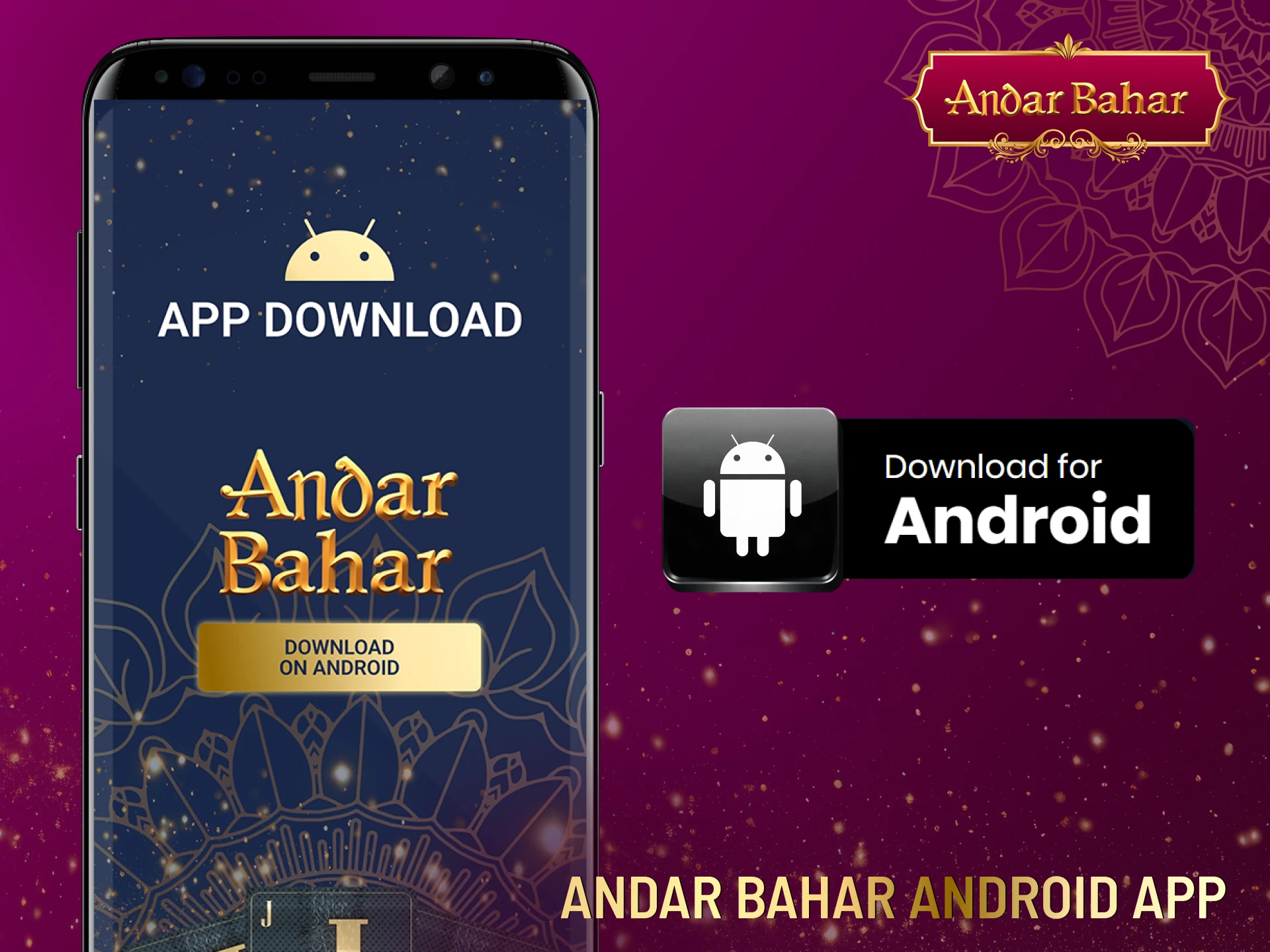 Instructions for downloading the Andar Bahar app on your Android device.