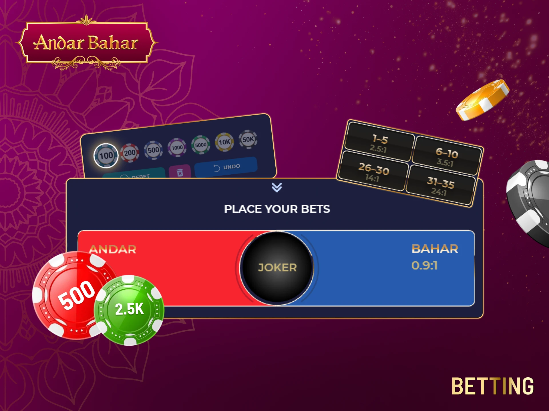 Choose a side and place a bet.
