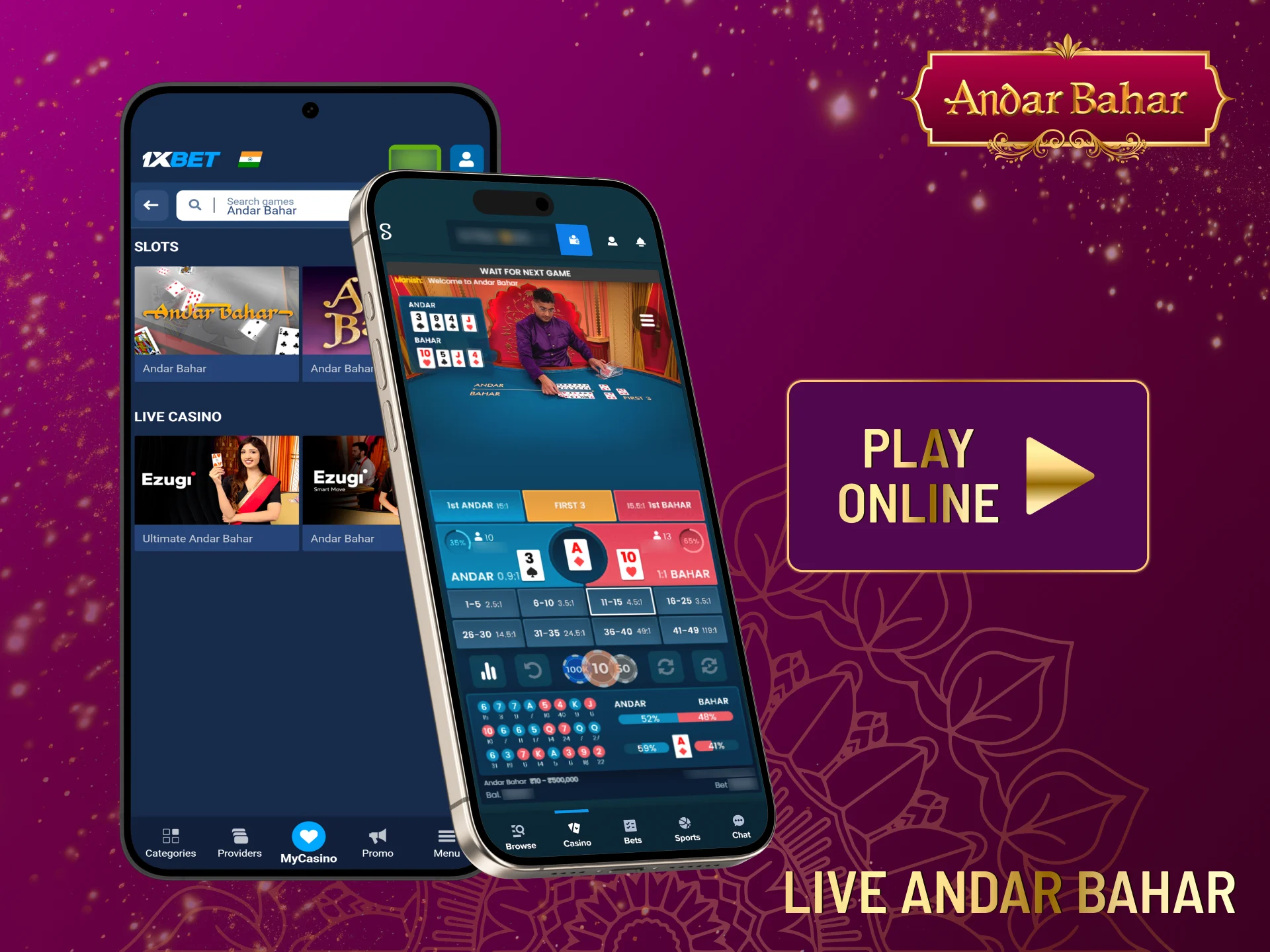 An exciting experience of playing live Andar Bahar.