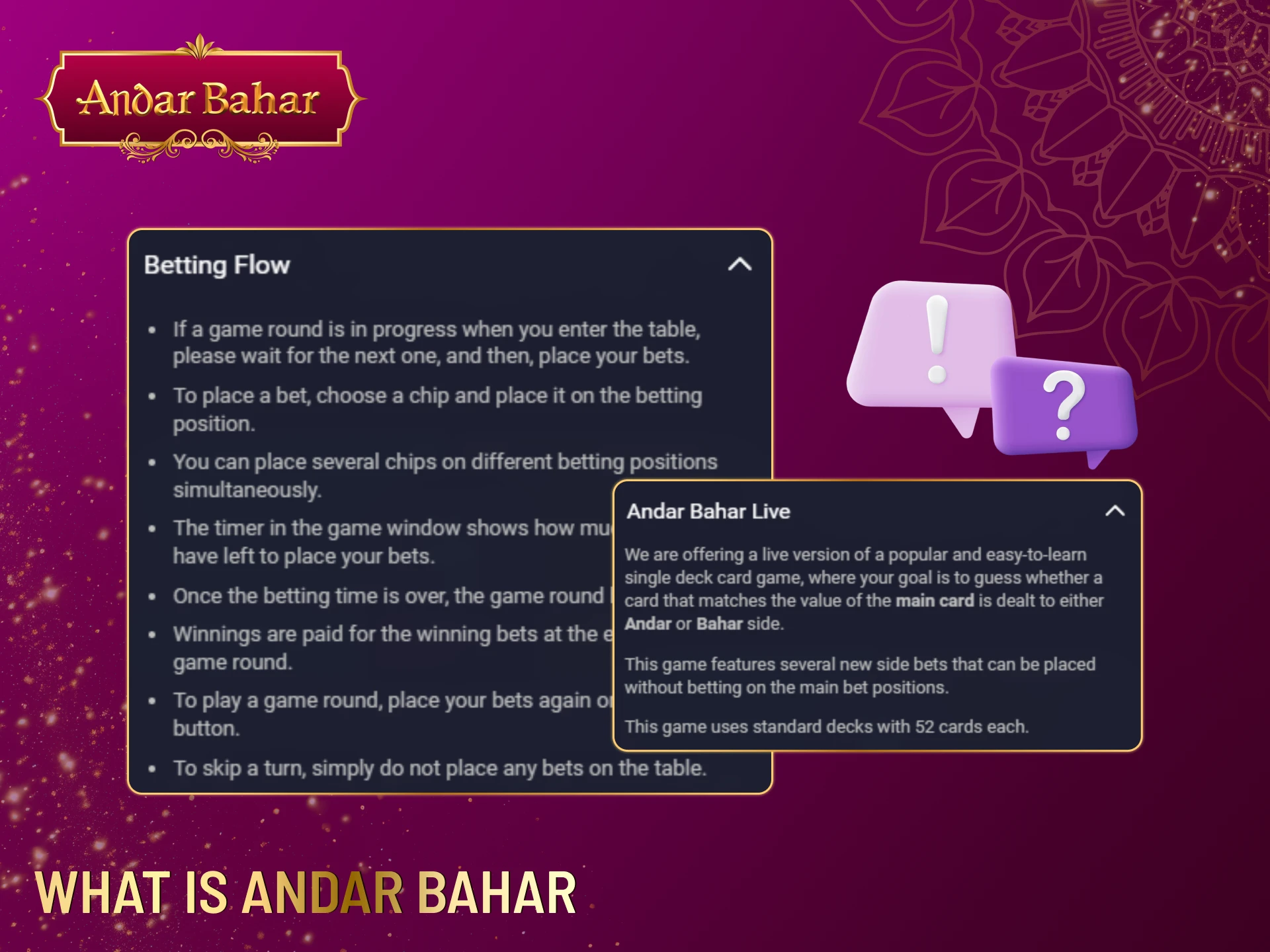 Detailed description of the Andar Bahar game.